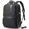 BANGE Laptop Backpack for Men，Business Travelling Backpacks with USB Charger Port,Weekender Carry-On Luggage Backpack, Black Plus