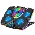 Laptop Cooling Pad, Gaming Laptop Cooler with 5 Quiet Fans and Colorful RGB Light(One Click colse), Laptop Fan Cooling Pad Fits 12-17 Inch Laptop, USB Port Powered, 7 Adjustable Height