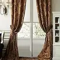 IYUEGO Luxury European Style Jacquard Silky Heavy Fabric Grommet Top Lining Blackout Curtains Drapes with Multi Size Custom 50" W x 84" L (One Panel)