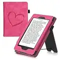 kwmobile Carcasa Compatible con Amazon Kindle Paperwhite Funda - Funda con Stand Agarre de Mano y Tarjetero - Dibujo de corazón