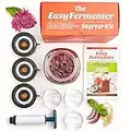 Nourished Essentials Easy Fermenter Wide Mouth Fermentation Kit (3 Lids + 3 Weights + Pump) The Complete Starter Kit To Begin Fermenting. Good Christmas Gift.