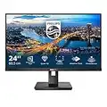 Philips Moniteur 245B1 60 cm (23,8 pouces) (DVI, HDMI, DisplayPort, hub USB, temps de réponse de 4 ms, 2560x1440, 75 Hz, FreeSync, pivot) noir