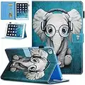 MOKASE pour iPad Mini 1/2/3/4/5 2012-2019 Etui, Cuir synthétique Folio Portefeuille Cas Automatique Réveil/Sommeil Housse avec Soporte Porte Stylo pour iPad Mini 5 2019 Mini 1 2 3 4, Elephant