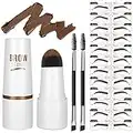 Eyebrow Stamp Stencil Kit - One-Step Vegan Eyebrow Stamp Pomade - Long-Lasting Waterproof Smudge-Proof - With 20Pcs Reusable Thin & Thick Eyebrow Stencils for Perfect Brows(Medium Brown)