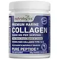 Marine Collagen Powder 10000mg Type 1 & 3 Unflavoured| Wild Caught Fish Hydrolysed Protein Peptides for Women & Men 19 Amino Acids| Kosher and Halal Certified| Healthy Skin Hair Nails Joints Gut