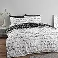 Catherine Lansfield Simplicity Bedding - Set copripiumino king size, con federe, colore: nero e bianco