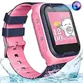 4G Kids GPS Smart Watch Waterproof Video Phone Call Real-time Tracking Smart Watch Camera SOS Emergency Alarm Touch Screen Pedometer Anti-Lost GPS Tracker Watch for Boys Girls Gift(Pink)