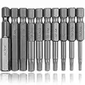 Mesee 10pcs Magnetic Inner Hex Head Allen Wrench Drill Bit Set , 1/4 Inch Hex Shank 5/64-5/16 S2 Steel Electric Metric Hexagon Screwdriver Bits Tool for Impact Driver, SAE Imperial 50mm Length