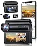 GKU 3 Kanal Dashcam 5GHz WiFi GPS, 4K+1080P Vorne und Hinten, 2.5K +1080P+1080P Auto Kamera mit 32G SD Karte, IR Nachtsicht, 24h Parküberwachung, 3.16" IPS Dash Cam, G-Sensor, Loop-Aufnahme, Max 512GB