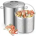 ARC 100 QT Large Crawfish Seafood Boil Pot with Basket, Stainless Steel Stock Pot with Strainer, Outdoor Cooking Pot, Perfect for Lobster Crab Boil and Shrimp Boil, 24 Gallon Pot