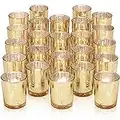 DARJEN Votive Tea Lights Candles Holders for Wedding Centerpieces & Party Decorations ,Table - Mercury Glass , 24Pcs, Gold