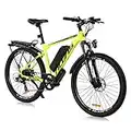 Hyuhome Electric Bikes for Adults Men Women, 26'' E Bikes for Men, Electric Mountain Bike with 36V 12.5Ah Removable Battery and BAFANG Motor (Yellow)