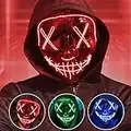 Jsdoin sdoin Halloween Masks, Scary LED Purge Mask, Light up Mask Cosplay, LED Rave Face Mask Costume 3 Lighting Modes, Halloween Face Masks for Men Women Kids (Red)