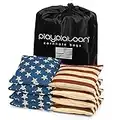Weather Resistant Cornhole Bean Bags - Set of 8 American Flag Corn Hole Bags (Stars & Stripes) - Regulation Size & Weight