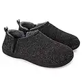 Snug Leaves Men's Fuzzy Wool Felt Memory Foam Slippers Anti-Slip Warm Faux Sherpa House Shoes with Dual Side Elastic Gores Dark Grey 8/9 UK