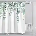 KAONESS Tenda da Doccia Impermeabile Tenda Doccia Antimuffa Pianta a Foglia Verde con 12 Ganci a C Tenda Divisoria per Bagno Accessorio per la Decorazione del Bagno per Casa e Hotel (180 * 200 cm)