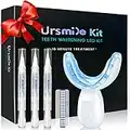 Teeth Whitening Kit with LED Light for Sensitive Teeth and Tooth Whitening System, Home Teeth Whitener with 3 Teeth Whitening Gel Refill Pens, Color Plate, Tray - White