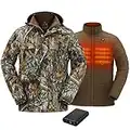 TIDEWE Men’s Heated Jacket 3-in-1 with Hood and Battery Pack, Heated Coat (Camo, Size M)