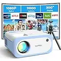 Mini Projector, Native 1080P Full HD 9000L SOPYOU Movie Outdoor Projector 4K Supported, Video Mini Portable Projector for HDMI, USB, Laptop, TV Stick, PS5, IOS & Android, U Disk