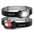 Lepro Linterna frontal LED,1500 lux Luz Frontal Cabeza(2 Pack) Súper Brillante 6 Modos con Luz Roja, Linterna Cabeza Ligero Impermeable IPX4 para Correr, Camping, Excursión, Pesca (Pilas No incluido)