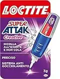 Loctite Super Attak Creative, Colla liquida trasparente con applicatore a penna, Colla attaccatutto forte per applicazioni facili e precise, Colla per legno, gomma, metallo, pelle, 1x3g