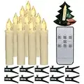 PChero Velas para arbol de Navidad, 10 Velas cónicas de batería parpadeantes sin llama LED con control remoto para la fiesta en el hogar Decoración de árboles de Navidad al aire libre en interiores