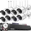 [100ft Super Night Vision & 2-Antenna Signal Enhance] Wireless Security Camera System Outdoor, 8pcs 3.0MP CCTV Camera Security System Wireless, Home Wi-Fi Video Surveillance NVR Kits for Businesses