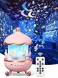 One Fire Night Light for Kids Room Decor, 72 Light Modes Sound Machine Baby Night Light Projector, Remote Timer Kids Night Lights for Bedroom, Rechargeable White Noise Kawaii Unicorns Gifts for Girls