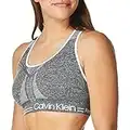 Calvin Klein Women's Performance Moisture Wicking Medium Impact Reversible Seamless Sports Bra, Heather Grey/White