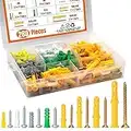 ISPINNER 280pcs Plastic Drywall Anchors and Screws Assortment Kit, 8 Different Sizes Ribbed Anchors for Wall Hanging and Mounting