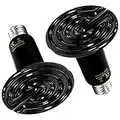 Simple Deluxe 150W 2-Pack Ceramic Heat Emitter Reptile Heat Lamp Bulb No Light Emitting Brooder Coop Heater for Amphibian Pet & Incubating Chicken,Black