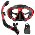 findway Snorkel Set Adult,Dry Snorkel and Mask, Anti-Fog & Anti-UV Tempered Glass, Panoramic Wide View Snorkel Mask, Free Breathing& Easy Adjustable Strap Mask for Diving, Snorkelling and Swimming