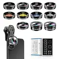 Miao LAB 11 in 1 Phone Camera Lens Kit - Wide Angle Lens & Macro Lens+Fisheye Lens/ND32/kaleidoscope/CPL/Color Lens Compatible with iPhone Samsung Sony and Most of Smartphone