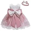 Cichic Baby Mädchen Kleid Taufkleid Spitze Prinzessin Kleid Tutu Kleid Mädchen Festlich Hochzeit Geburtstag Partykleid Blumenmädchenkleid Festzug Babybekleidung (3-6 Monate, Rosa Kleid)