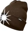 ATNKE LED Bonnet Lampe Frontale,USB Rechargeable Chapeau de Course Ultra Lumineux 4 LED Étanche Lumière Hiver Chaud Phare Cadeaux pour Hommes et Femmes/Coffee