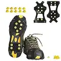 Willceal Ice Cleats, Ice Grippers Traction Cleats Shoes and Boots Rubber Snow Shoe Spikes Crampons with 10 Steel Studs Cleats Prevent Outdoor Activities from Wrestling (Extra 10 Studs) (Black, Large)