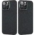 memumi Real Fibra de Carbono Funda para iPhone 14 Pro, 0.5 mm de Carbono Resistente y Duradero Case para iPhone 14 Pro 100% Fibra Aramida con Protección contra Caídas de Grado Militar Negro