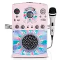 Singing Machine Portable Karaoke Machine for Adults & Kids with Wired Microphone, Rose Gold/Frosted Pink - Built-In Karaoke Speaker, Bluetooth with LED Disco Lights - Karaoke System with CD+G & USB