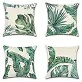 Artscope Set of 4 Decorative Cushion Covers 45x45cm, Tropical Plants Waterproof Throw Pillow Covers, Perfect to Outdoor Patio Garden Bench Living Room Sofa Farmhouse Decor