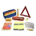 TourKing Kit di Emergenza per Auto, Kit di Guida di Sicurezza 9 Pezzi, Strumenti Triangolo di Emergenza, Fune di Traino, Kit di Assistenza Stradale di Sicurezza Automatica