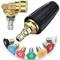 4000 Psi Pressure Rotating Turbo Nozzle 4.0 Gpm Quick Connector with 4500 Psi Pivoting Coupler with 7 Pieces Spray Nozzle Tips Kit Multiple Degrees (0, 15, 25, 40, 65 Degrees, Rinse1, Soap2)