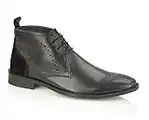 Silver Street London Mens Pembroke Leather Lace up Brogue Desert Boot, Black, 10 UK