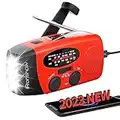 iRonsnow Solare Radio di Emergenza, FM/AM/WB Energia Portatile Radio con 2000mAh Ricaricabile Banca di Potenza, Mano Crank Radio con Torcia Elettrica