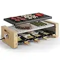 VonShef Raclette Grill Electric – Raclette Machine for 8 with 2 Removable Non-Stick Plates & Adjustable Temperature Dial, 1200W, Scandi Wooden Design, 8 Mini Pans & Cool Touch Handles – 8 Person