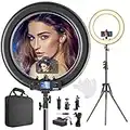 Ring Light,Upgraded Version CRI >97 55W 19inch with LCD Display Adjusted Bi-Color 3000K-5800K,Dimmable Video LED Light Kit,Makeup Ring Light with Stand for Phone Video Shooting,Youtube,Portrait,Selfie