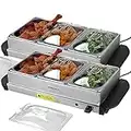 Servidor de Buffet - Modelo a Elegir, Acero Inoxidable, 45-85°C - Bandeja para Mantener Alimentos Calientes, Calienta Platos Eléctrico, Calentador de Comida con Tapa (2x2,5L+2x1L)