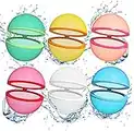 Reusable Water Balloons For Kids Adults Quick Refillable Self Sealing Silicone Water Bombs, Splash Balls For Summer Pool Party Fight Freinds, Swimming Pool Toy, Cool Birthday Gift (6 Pack)