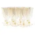MATANA - 50 Bicchieri di Plastica Trasparente per Vino con Glitter Dorato, Riutilizzabili - Bicchieri di Plastica per Feste e Lauree - 170ml