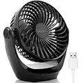 OCOOPA Ventilateur de bureau, Petit ventilateur avec air puissant et fonctionnement silencieux, Vitesse réglable, Tête rotative à 360°, Ventilateur pc portable pour La Chambre, Bureau, Domair (Noir)