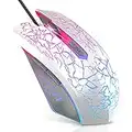 Wired Mouse, VersionTech Wired Gaming Mice with 2400 DPI, 6 Buttons for Computer PC Laptop, USB Wired Mouse 4 Adjustable DPI Levels with 7 Auto Changing Colours for for Pro Gamer Win 10/8/7/XP, White